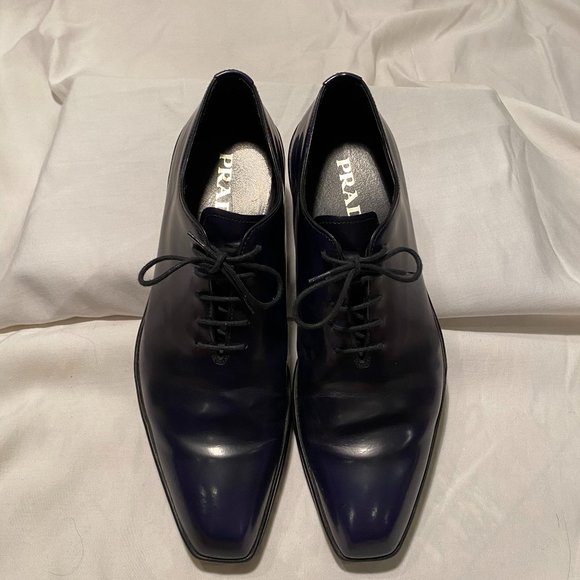 Blue Prada Square Toe Oxfords - Picture 3 of 8